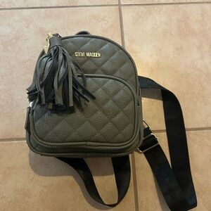 Steve Madden Green Quilted Backpack with Tassel